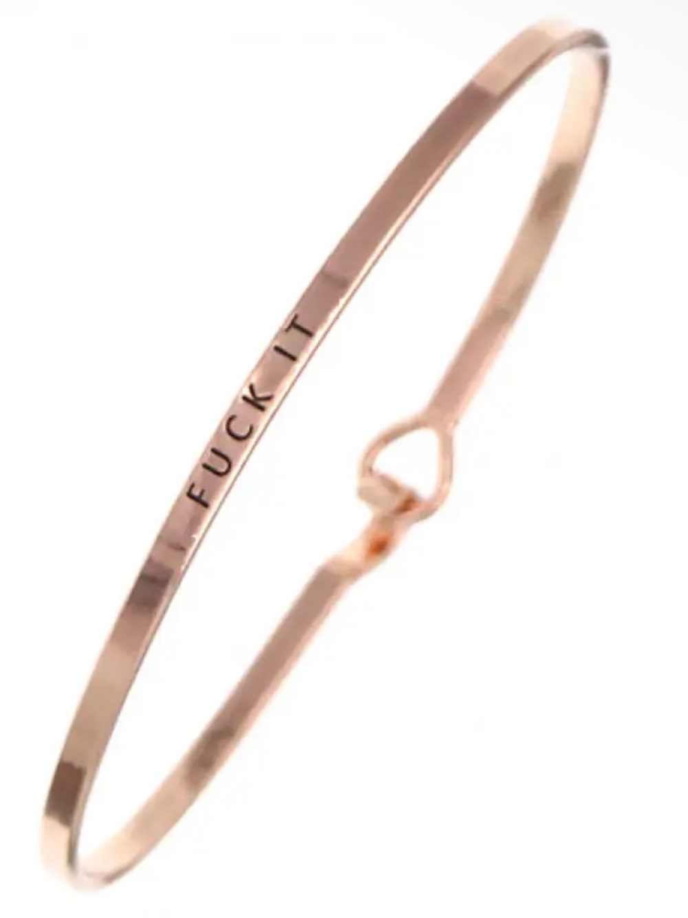 Rose Gold Inspirational Slim Bangle Bracelet - 'F*** It'